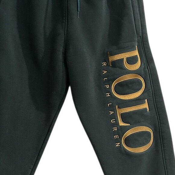 Vtg Polo Ralph Lauren Joggers • Women’s XL • Green Heavy Cotton Gold Spell Out - Picture 3 of 6